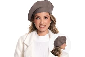 Nawati Cashmere Knitted Women Beret, French Style Double Layer Winter Autumn Warm and Soft Beanie Hat Cap