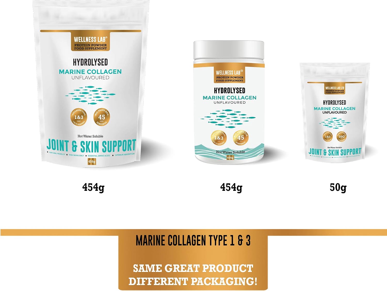 Marine Collagen Powder 10,000mg, Hydrolysed Type 1 & 3 Marine Collagen Peptides, High Strength Marine Collagen Supplement - Image 5