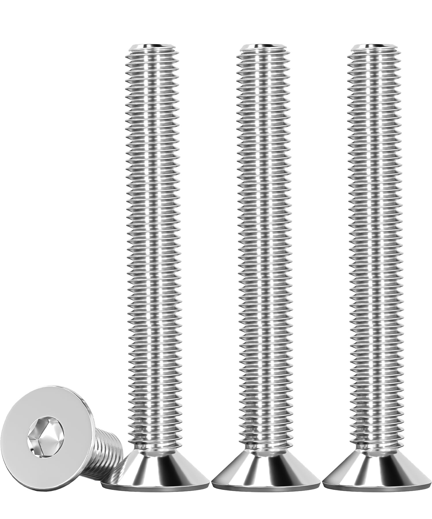 Drenky Socket Screws, M6 Screws 25 Pcs Countersunk Bolts 304 Stainless Steel Screws M6 X 45mm Flat Head Hex Socket Cap Screws DIN 7991 / ISO 10642 Fully Thread Rustproof Machine Screws — image 1