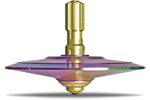 Plexity Labs UFO Tops - Shag Harbour - Metal Spinning Top - Inspired by The 1967 Shag Harbour, Nova Scotia UFO Incident - Psychedelic Steel UFO with Solar Yellow Power Core™