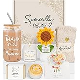 Thank You Gifts for Women, Teacher Appreciation Gifts, Thank You Baskets for Friends Mom Coworkers Teachers Employees Nurse, Thanksgiving Christmas Gift set with Thanks Cards, Awesome Glass Cup