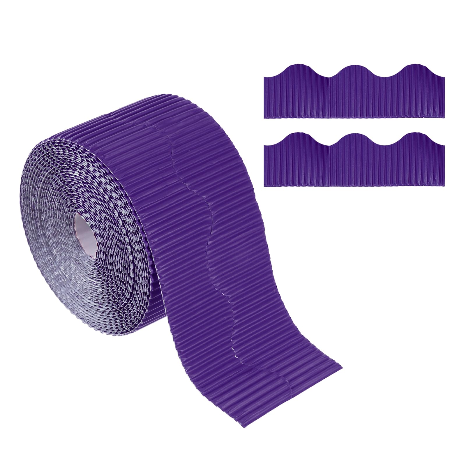 PATIKIL 3.9inch x 49.2ft Bulletin Board Border, Scalloped Trim Paper Corrugated Paper for Locker Classroom Decor Black White Cork Poster Boards, Dark Purple