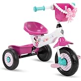 Huffy Disney Minnie Mouse Tricycle with Handlebar Basket, Ages 3+ | Minnie Mouse Graphics, Storage Bin for Snacks or Toys, Durable, Safe for Toddlers, Stable 3-Wheel Design