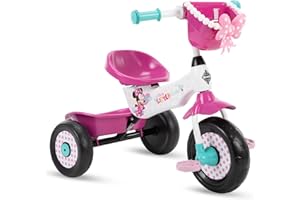 Huffy Disney Minnie Mouse Girl's Trike, Ideal for Ages 3+, Minnie Mouse Graphics, Pink Handlebar Bow Basket, Storage Bins for Snacks or Toys, Sturdy and Durable, Safe for Toddlers