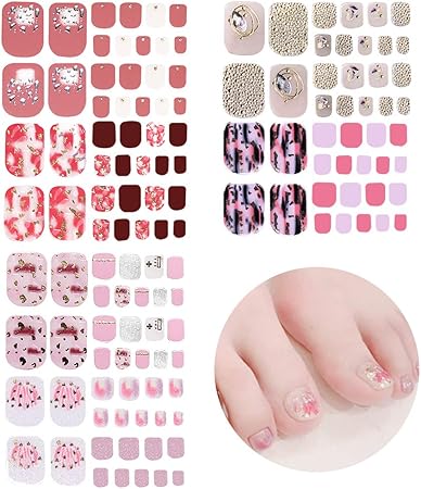 Amazon ネイルシール 足用 Lattcure ネイルステッカー 足 可愛い おしゃれな ネイルファイル付き フルカバータイプ ジェルネイルシール 用貼るだけでジェルネイルが完成 132個 ６枚入り Lattcure ビューティー 通販