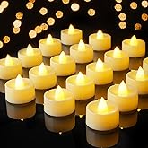 Amagic 12/24/50/100 Pack Tea Lights Flameless Battery Operated Candles, NO Flickering Votive LED Lights, Electric Fake Tealig