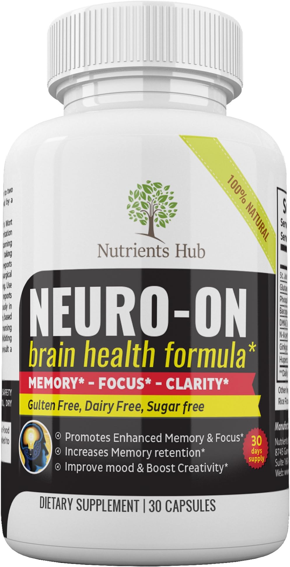 Premium Brain Supplement, Brain Booster, Promotes Focus, Clarity, Memory & Brain Cognitive Function - Physician Formulated Mood Nootropic Stack with Ginkgo Biloba, St. John's Wort* - 30 Day Supply