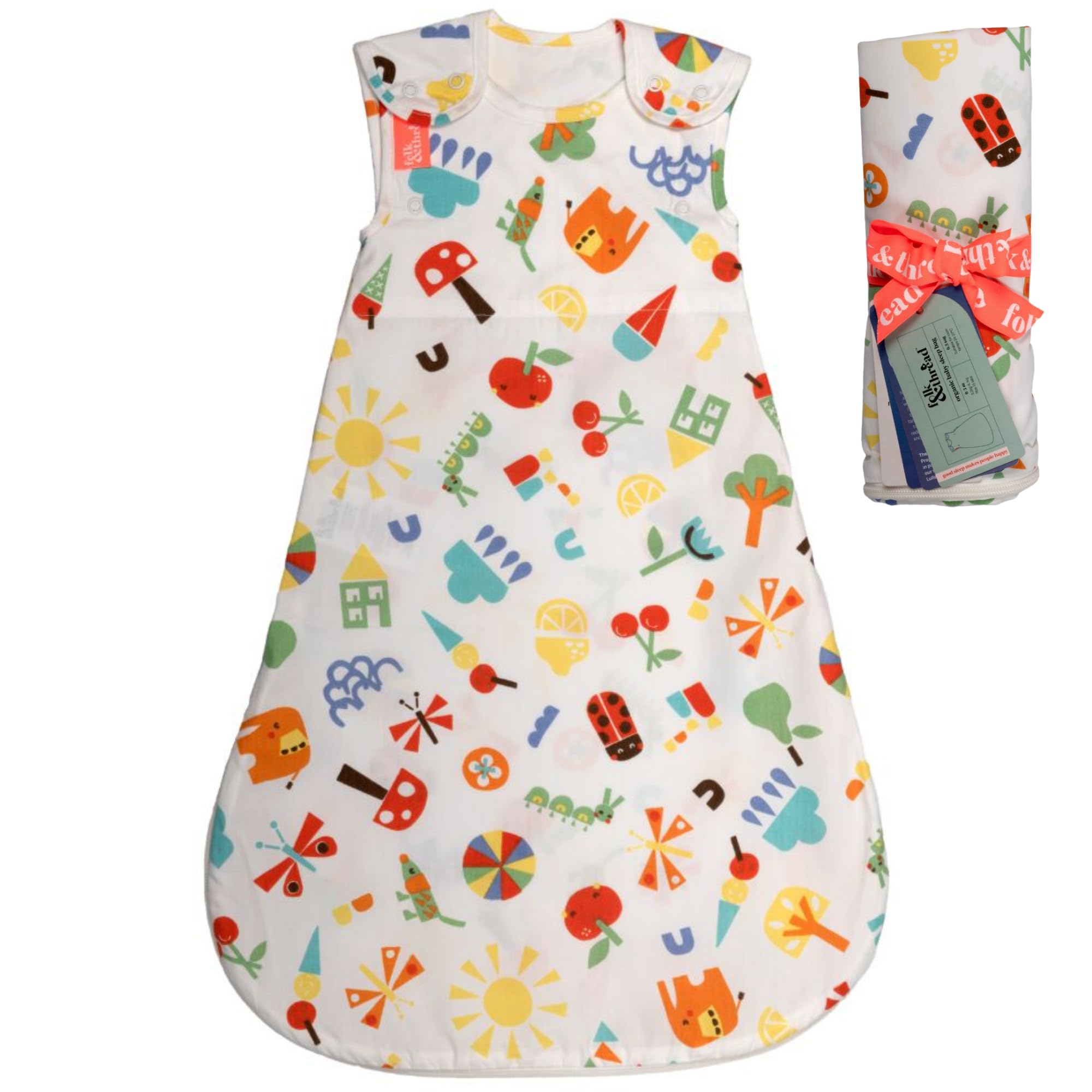 Folk & Thread Organic 0.5 tog Sleeping Bag Newborn | Comfortable & Snuggly Baby Summer Sleeping Bag Thoughtfully Designed for a Peaceful Night's Sleep | Ideal for 24-27C Rooms | 0-3m Salcombe — image 1