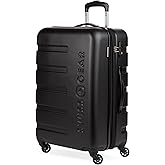 SwissGear 7366 Signature Hardside Expandable Luggage with Spinner Wheels, TSA Lock, Black, Checked-Medium 23-Inch