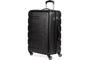 SwissGear 7366 Signature Hardside Expandable Luggage with Spinner Wheels, TSA Lock, Black, Checked-Medium 23-Inch