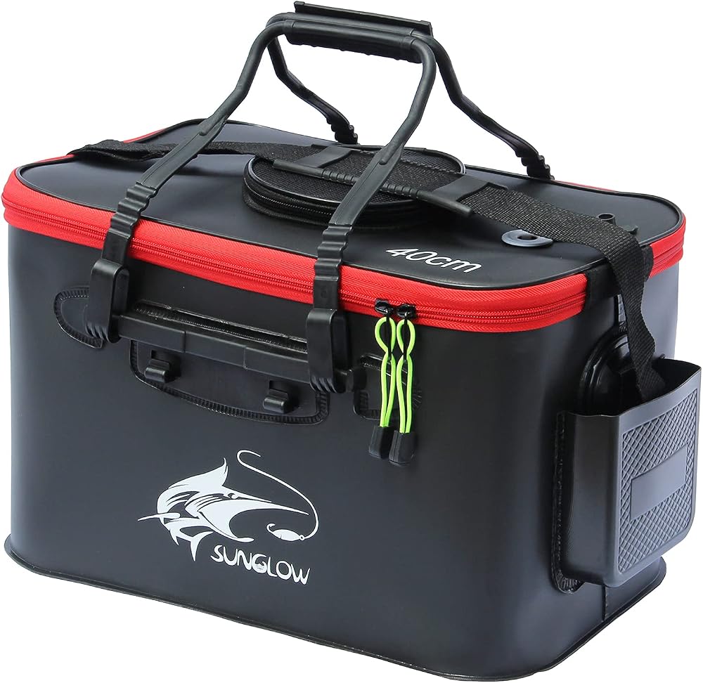 MMSGA Fishing Bucket 6/8/10 Gallon Foldable EVA Live Fish Container Black
