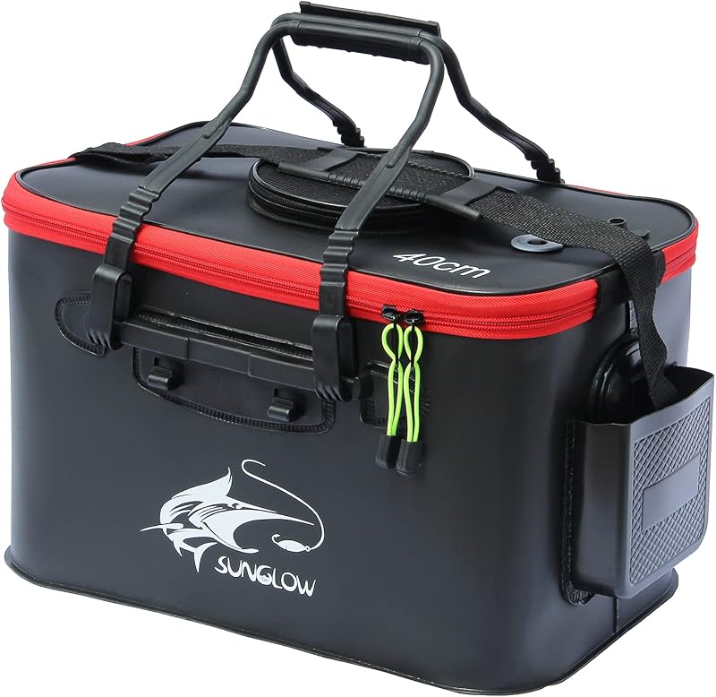 MMSGA Fishing Bucket 6/8/10 Gallon Foldable EVA Live Fish Container Black