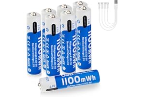 insziii Rechargeable Lithium Batteries AAA Size 8 Pack, 1.5V 1100mWh High Capacity Triple A Li-ion Battery, Long Lasting USB-C Charge, Over 1200 Cycles, for Remote, Keyboard, Mouse, Toy