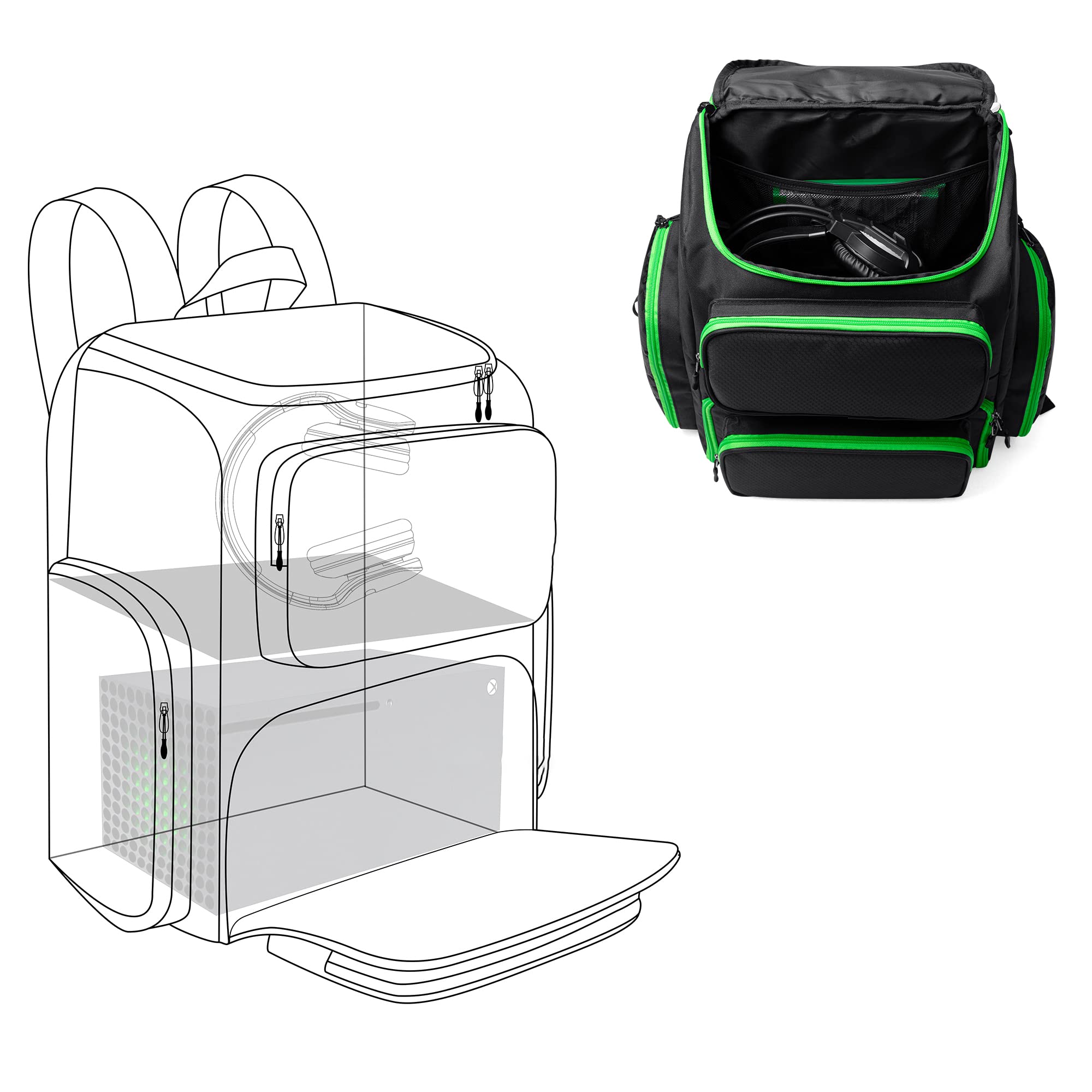 Trunab Travel Carrying Backpack Compatible with Xbox Series X, Storage Case Bag with 2 Inner Spaces for Xbox Game Console and Other Gaming Accessories