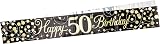 OakTree 9ft Banner Sparkling Fizz 50th Birthday Black Gold Holographic view 1