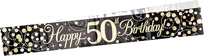 OakTree 9ft Banner Sparkling Fizz 50th Birthday Black Gold Holographic