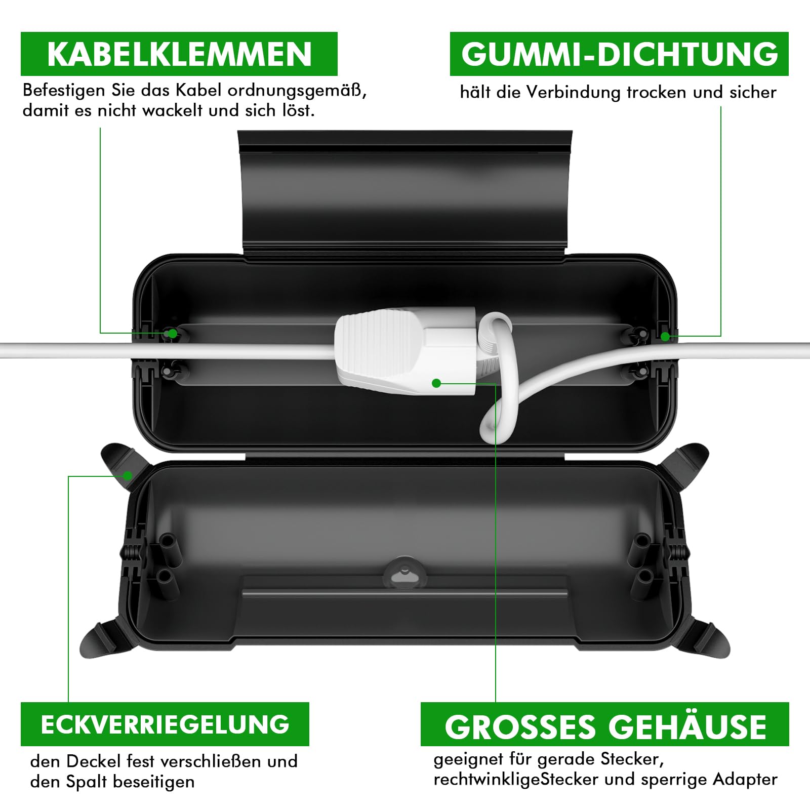 RESTMO Wasserdichte Kabelbox Outdoor, Steckerschutz für Verlängerungskabel 3