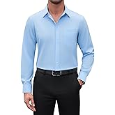 ROUWELL Mens Dress Shirts Long Sleeve Stretch Wrinkle Free Casual Shirt Formal Wedding Button Down Shirts