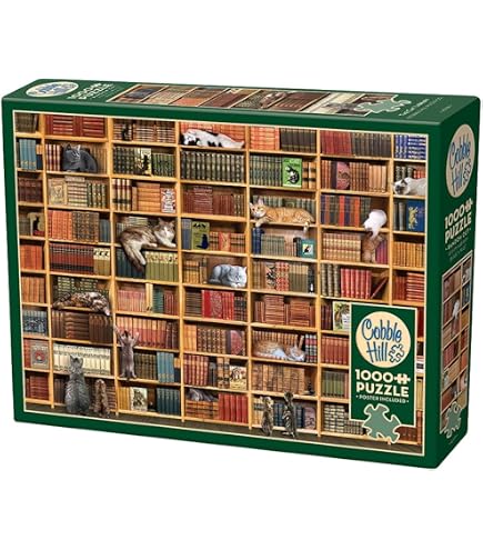 Cobble Hill 1000 Piece Puzzle - Cats Retreat, Includes Poster, Random Cut Pieces, Made In USA, 26.625x19.25 Inches
