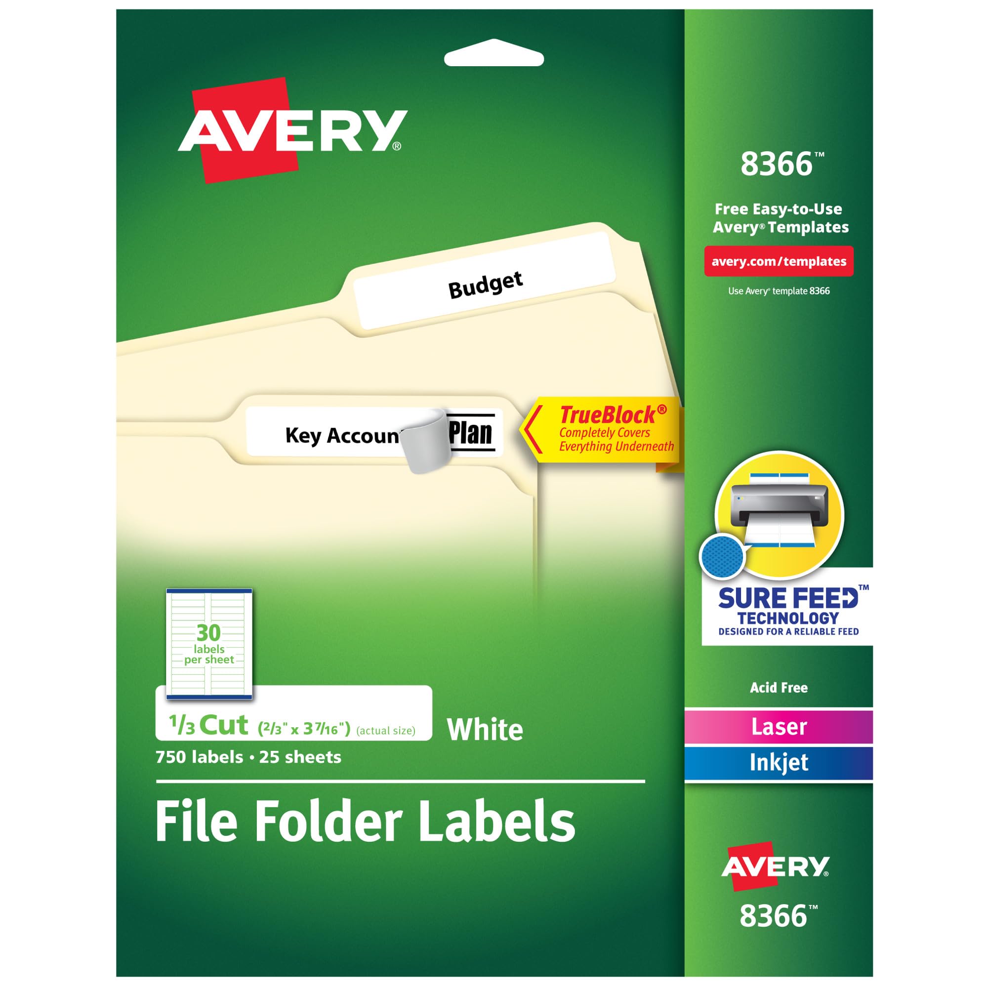 Avery File Folder Labels with TrueBlock Technology, Permanent Adhesive ...