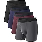 DAVID ARCHY Men's Bamboo Rayon Underwear, 1.5" Wide Waistband No Ride Up Boxer Briefs with Extended Pouch 4 Pack