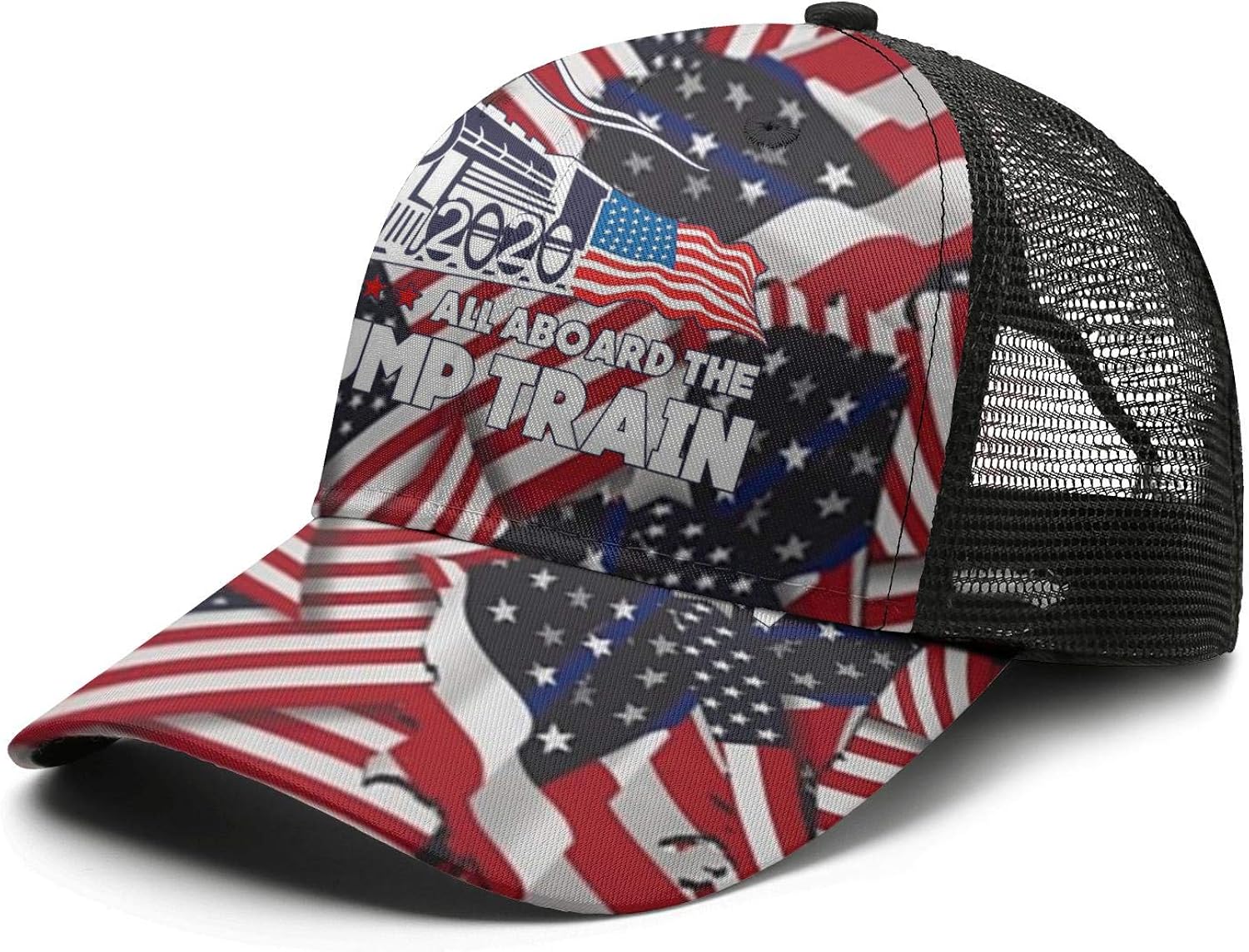 Not applicable Trump-2020-American-flag- Soft Mesh Back Black Baseball Hats Men Women Cool Snapback Hats