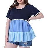 Agnes Orinda Women's Plus Size Babydoll Ruffle Tops Tiered Chic Short Sleeve Casual Loose Flowy Swing Blouses