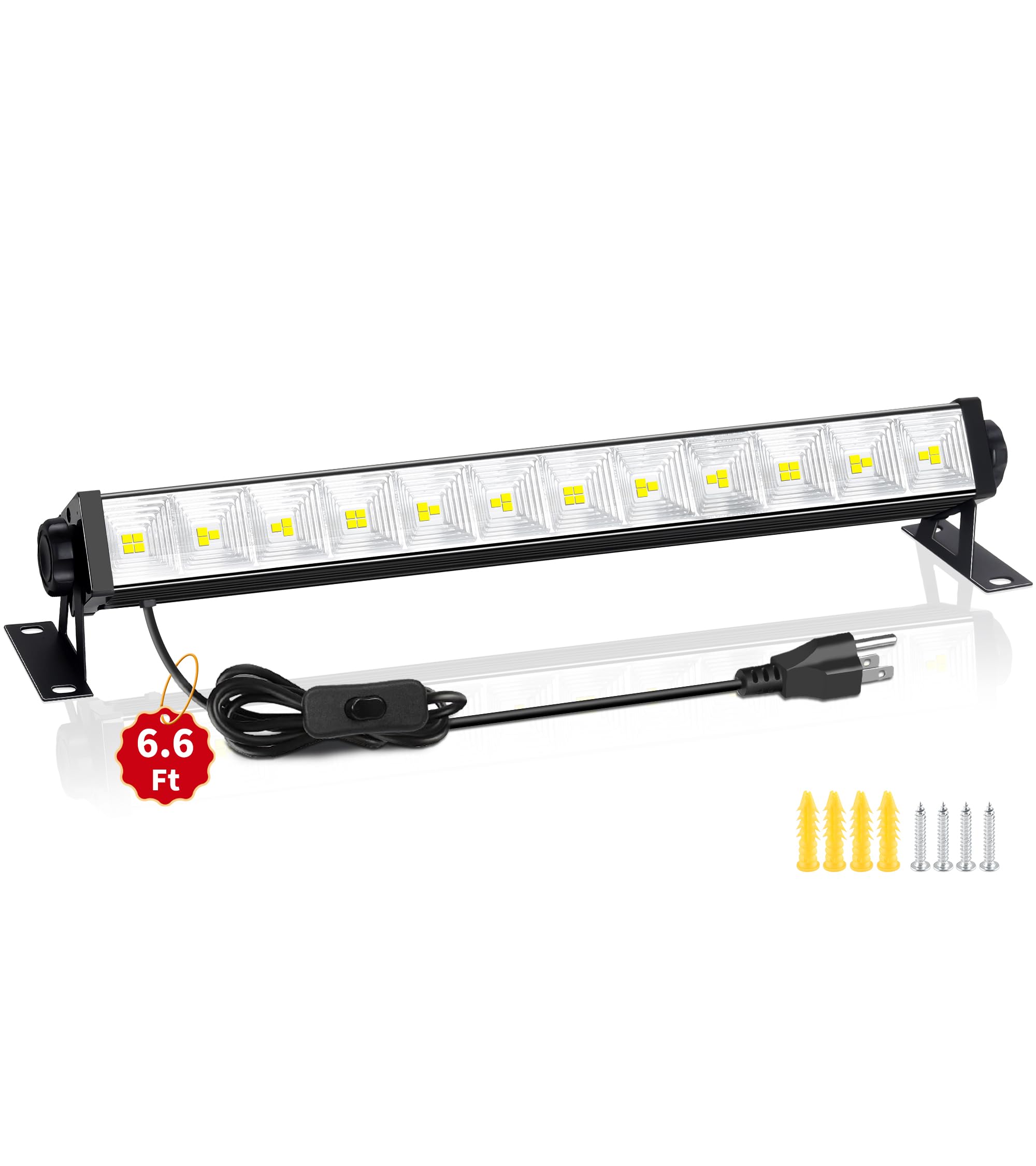 Photo 1 of 28W LED Shop Light, 5500LM Plug in Garage Light with 6.6 FT Power Cord & Switch, 5000K Daylight White, Plug in LED Work Lighting for Garage, Workshop, Warehouse, Yard, Workbench, basement, 1 Pack