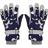RARITYUS Kids Cute Unicorn Gloves Waterproof Winter Ski Fleece Lined Snow Glove Thermal Warm Mittens for 3-9 Boys Girls