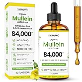 Mullein Drops for Lungs, USDA Organic Lung Detox and Cleanse Liquid with Marshmallow, Thyme, Astragalus, Orange Peel, Echinacea Alcohol & Sugar Free Extract for Smokers 2 Fl Oz