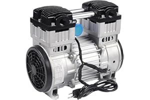 MUSESPANI 1100W/110V Oil-Free Vacuum Pump, 7CFM 8 Bar 5A Industrial Oilless Diaphragm Mute Vacuum Pump w/Silencer Pure Copper Motor for Lab Chemistry Food Processing or Packaging 200L/ min (1100W)