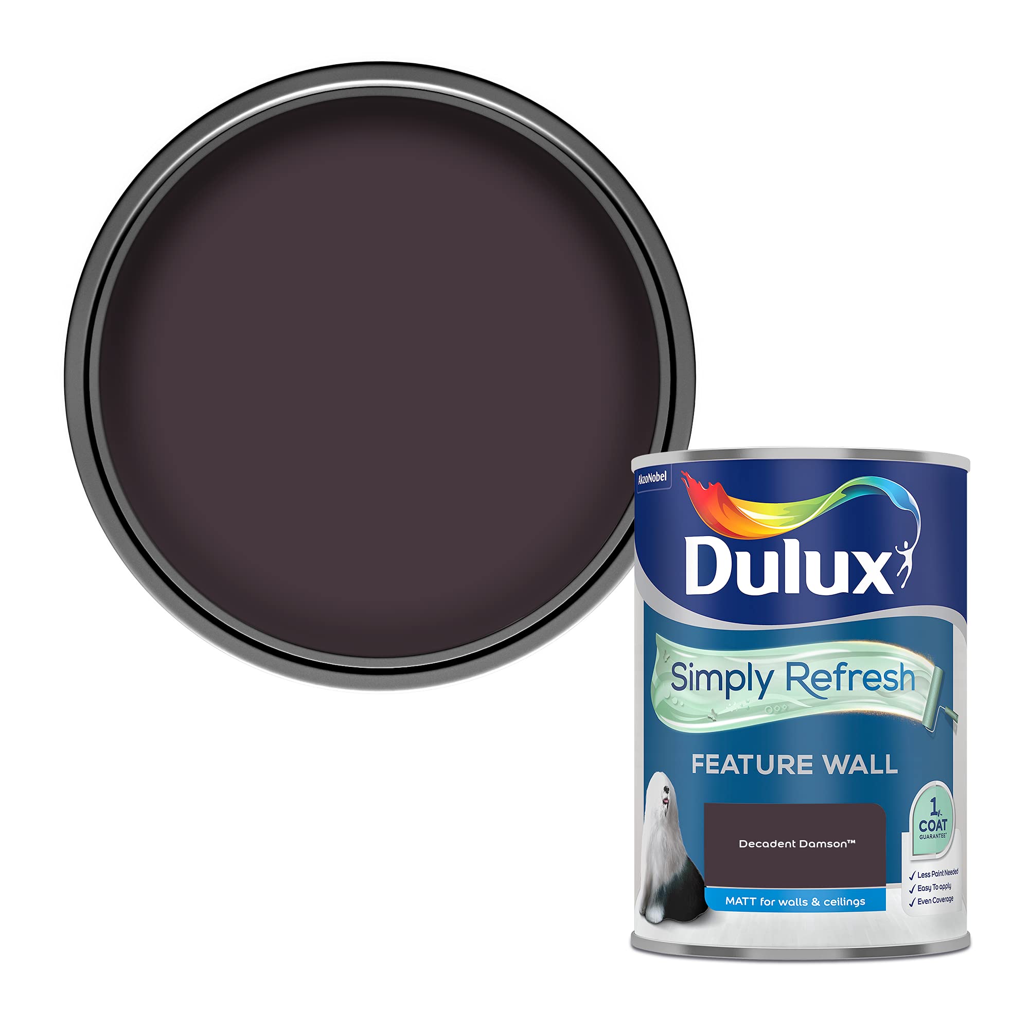 Dulux Simply Refresh Feature Wall Matt Emulsion Paint - Decadent Damson - 1.25 litres 5569238