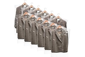 AVLA 50 Pack Plastic Garment Bags, Clear Hanging Dry Cleaner Bags, Transparent Hung Clothes Dust Cover, Lightweight Protector Bags for Closet Clothes Storage, Coat Suit Bag for Home, Laundry