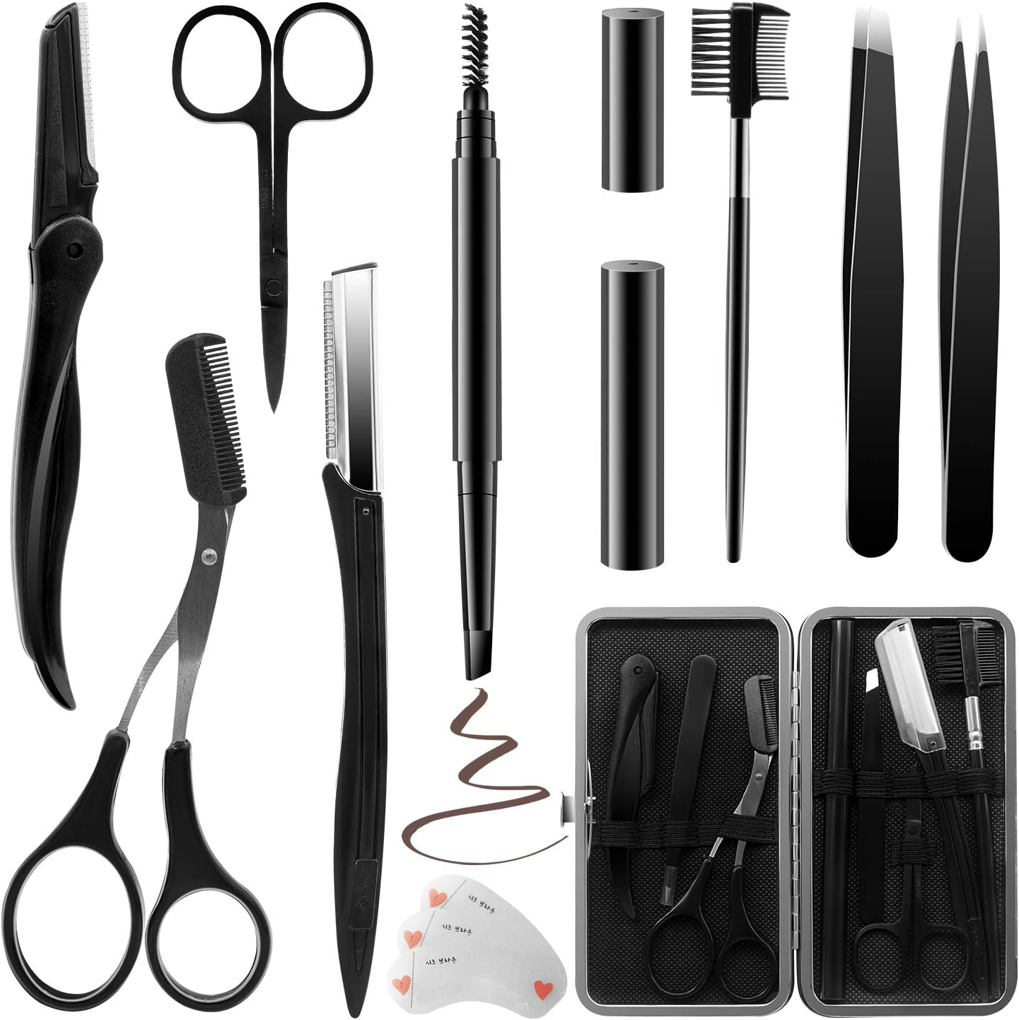 Eyebrow Shaper, Include Eyebrow Comb,Eyebrow Razor, Eyebrow Scissors,Eyebrow Tweezers,Eyebrow Pencil, Eyebrow Stencil Shaper: Home Improvement