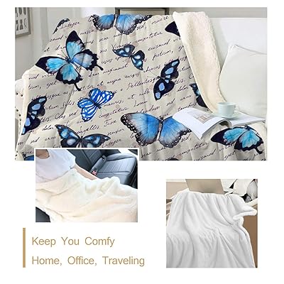 Buy Sleepwish Butterfly Blankets Fuzzy Throws Vintage Blue Butterflies Throw Blanket For Adults Women Teen Girls Retro Sherpa Fleece Plush Blanket For Bed Couch Sofa 50x60 Online In Indonesia B07z75s5lc