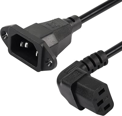 CERRXIAN Panel Mount C14 to 90 Degree C13 PDU Power Cable 0.3M 10A 250V