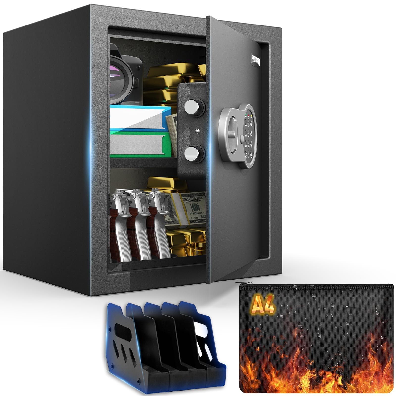 Photo 1 of [ 2.3 Cu.ft. ]PATRON Fireproof Safe for Home,Digital Security Home Cabinet Safes for Money Cash Documents,Safe Box with Electronic Keypad,Removable Shelf for Office,with Foam Pistol Rack,2.3 Cu.ft.