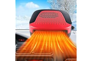 RAINYANUNITE 12v Car Heater Portable Windshield Defroster & Defogger 150W Fast Heating & Cooling 2 in 1 Modes,with 360 Degree Rotary Base & Handle (12V-Red)