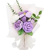 Marvogo Handmade Crochet Sunflowers Rose Daisy as a Gift for Lover, Family,Friends. Crochet Bouquet, Crocheted Yarn Flowers, Artificial Flower Finished Bouquet (Purple)