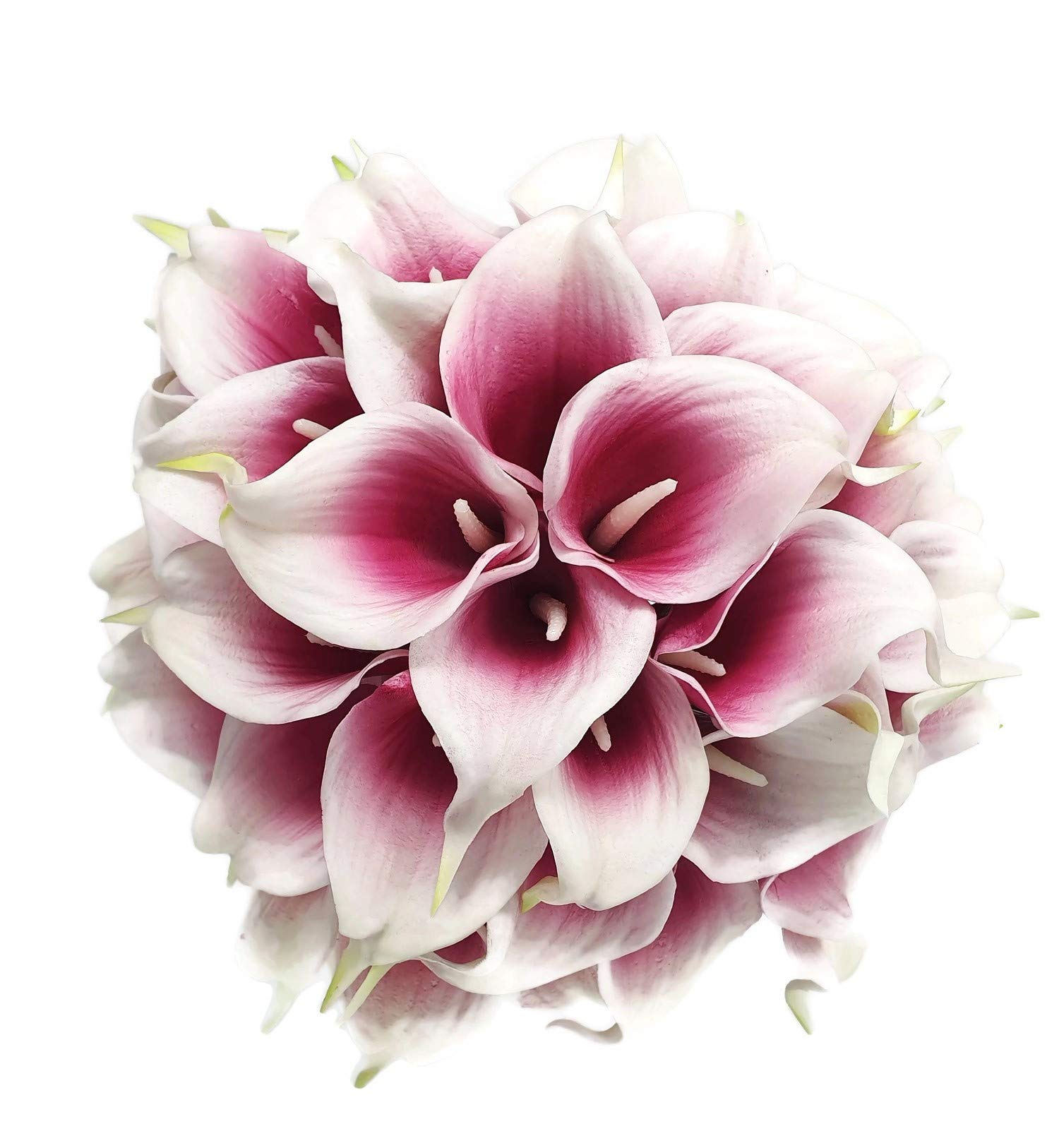Floral Kingdom Artificial Calla Lily Flowers, 20 Pack, 14 Inch, Mauve White, Real Touch Latex - Wedding Centerpieces, DIY Floral Arrangements, Home Decor