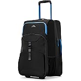 High Sierra Hi-Life 22-Inch Carry-On Wheeled Duffle - Features Smooth Rolling Wheels, WetPak Pockets, Stack-It Strap, Adjustable Handle, Fleece Pocket, Padded Laptop Sleeve, Expandable - Black/Blue