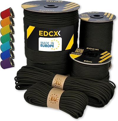 EdcX Paracord 4mm 550 Type III Nylon Rope 35+ Colors 10m-300m