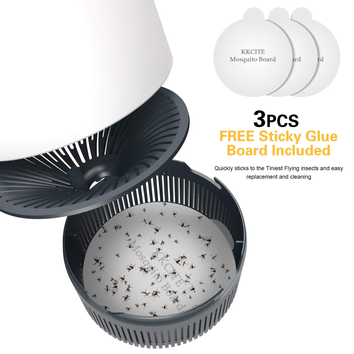 KKCITE Original Indoor Insect Trap, Electric Mosquito Insect Killer/mosquito trap - UV LED, Suction Fan, Sticky Glue Boards Trap Even The Tiniest Flying Bugs - No Zapper - Child Safe, Non-Toxic