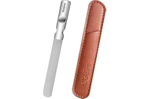 DIODIVA Medium Grit Metal Nail File with Travel Leather Case, Rough Nail File for Acrylic Nails Stainless Steel Fingernail File for Men Women, Heavy Duty Nail File for Thick Toenails, Mini Travel Nail Filer