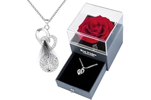 NVRGIUP Preserved Red Real Rose, Mothers Day Gifts for Mom with I Love You Necklace in 100 Languages, Enchanted Rose Flower Mother’s Day Gifts Ideas from Daughter Husband Son for Her Grandma Wife