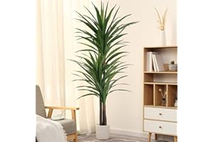 FLOWORLD Dracaena Silk Plant Corn Stalk 6ft Tall Faux Plants Indoor Large Fake Plants Potted Yucca Tree Tropical Floor Plants Artificial Silk Palm Trees for Home Office Store Decor Housewarming Gift
