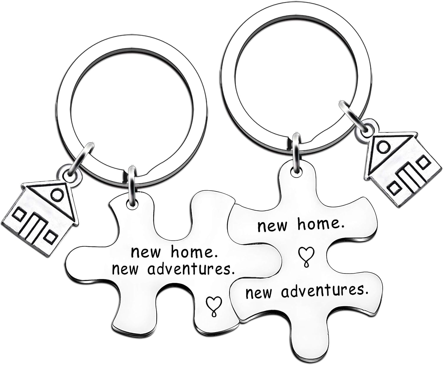 JMIMO New Home Gifts Housewarming Gifts for Couple Relatives Friend First Home Keyring, Silver