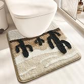 WREWING Desert Cactus Toilet Mat, U-Shaped Non-Slip Bath Rug with Soft Absorbent Microfiber, Beige Brown Bathroom Floor Mat for Toilet Base, Machine Washable Bathroom Decor 22x20 Inch