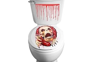 3D Halloween Toilet Seat Cover, 23.62x12.20 Inch Scary Bathroom Decor DIY Bloody Toilet Decal Toilet Seat Lid Sticker for Hal