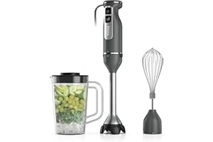 Ninja Power Duo 4-Speed Immersion Blender & RapidWhisk – Compact Hand Blender with SplatterShield, PanProtect, 9” Stainless S